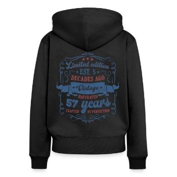 Vintage Legendary - Aged perfectly 57th birthday - Women's Premium Organic Zip Hoodie - black - Back - Julia (174cm)