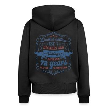 Vintage Legendary - Aged perfectly 72. Geburtstag - Frauen Premium Bio Zip Hoodie - Schwarz - Hinten - Julia (174cm)