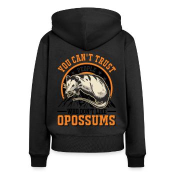 Opossum Geschenk Possum Beutelratte - Frauen Premium Bio Zip Hoodie - Schwarz - Hinten - Julia (174cm)