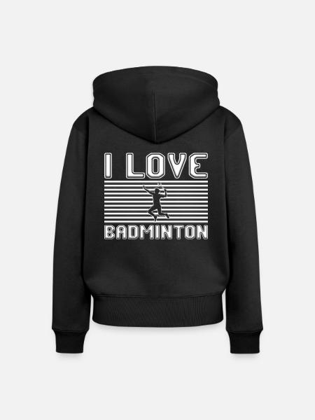 I love badminton - Frauen Premium Bio Zip Hoodie - Schwarz