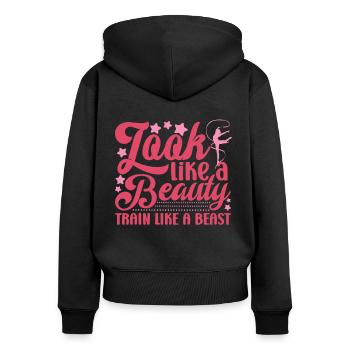 Un cadeau de gymnaste ressemble à un train de beauté comme une bête - Sweat à capuche zippé Premium bio Femme - noir - Dos - Julia (174cm)