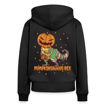 Pumpkinsaurus Dinosaure Drôle Halloween T Rex - Sweat à capuche zippé Premium bio Femme - noir - Dos - Julia (174cm)