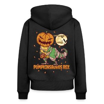 Pumpkinsaurus Dinosaure Drôle Halloween T Rex - Sweat à capuche zippé Premium bio Femme - noir - Dos - Julia (174cm)