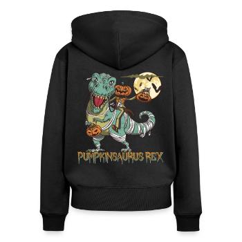 Pumpkinsaurus Dinosaure Drôle Halloween T Rex - Sweat à capuche zippé Premium bio Femme - noir - Dos - Julia (174cm)