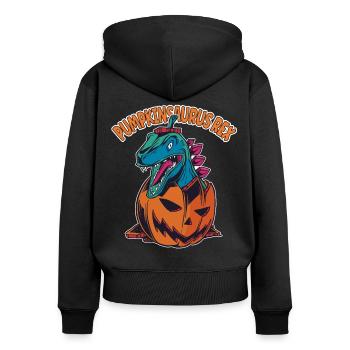 Pumpkinsaurus Dinosaure Drôle Halloween T Rex - Sweat à capuche zippé Premium bio Femme - noir - Dos - Julia (174cm)