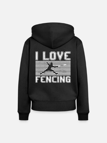 I love fencing - Frauen Premium Bio Zip Hoodie - Schwarz