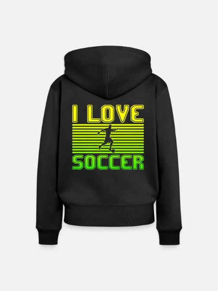I love soccer - Frauen Premium Bio Zip Hoodie - Schwarz