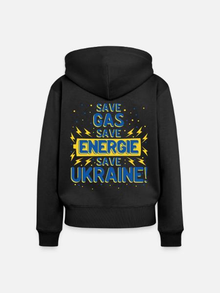 Save Ukraine Ukrainische Flagge - Frauen Premium Bio Zip Hoodie - Schwarz
