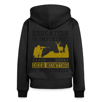 Buck Deer Hunting Hunter Vintage - Women's Premium Organic Zip Hoodie - black - Back - Julia (174cm)