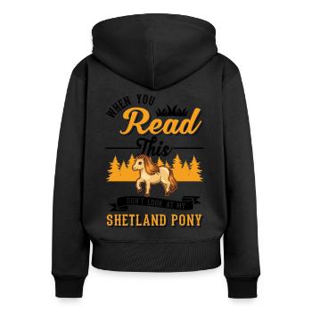 Shetland Pony Cadeau Shetty - Sweat à capuche zippé Premium bio Femme - noir - Dos - Julia (174cm)