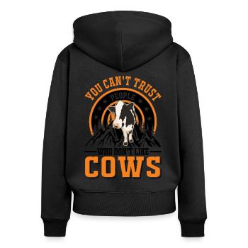 Cow Gift Farmer Cattle Breeder Vaches - Sweat à capuche zippé Premium bio Femme - noir - Dos - Julia (174cm)