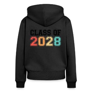 Klasse von 2028 Retro Vintage - Frauen Premium Bio Zip Hoodie - Schwarz - Hinten - Julia (174cm)