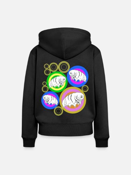 Tardigrade Retro Wasserbär Tardigrades - Frauen Premium Bio Zip Hoodie - Schwarz