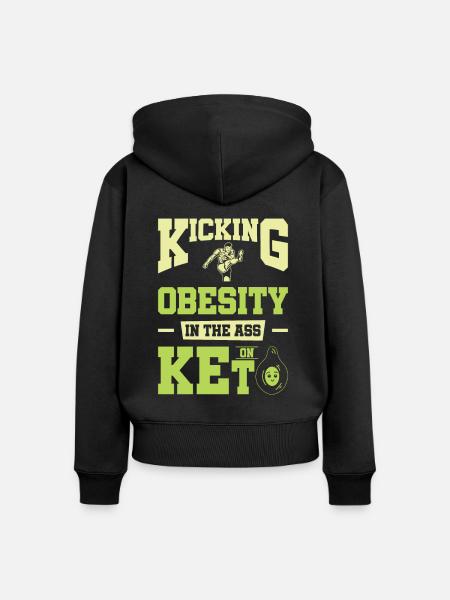 Keto-Diät Ketogene Ernährung Diätassistent - Frauen Premium Bio Zip Hoodie - Schwarz