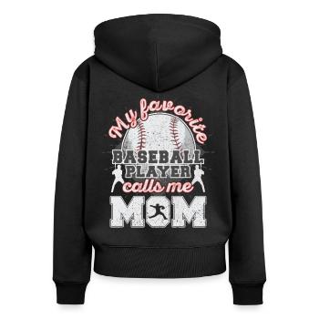 Baseball Mom Mama Mutter Baseballspieler Geschenk - Frauen Premium Bio Zip Hoodie - Schwarz - Hinten - Julia (174cm)