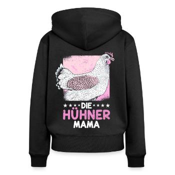 Spruch Bäuerin Huhn Henne Hahn Hühner Mama - Frauen Premium Bio Zip Hoodie - Schwarz - Hinten - Julia (174cm)