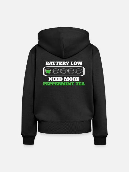 Lustiger Minzkräutertee - Frauen Premium Bio Zip Hoodie - Schwarz