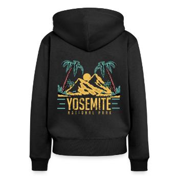 Nationalpark Souvenir Kalifornien Yosemite Wandern - Frauen Premium Bio Zip Hoodie - Schwarz - Hinten - Julia (174cm)