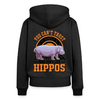 Hippo Lover Hippo Hippo Hippo - Women's Premium Organic Zip Hoodie - black - Back - Julia (174cm)