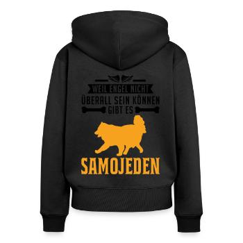 Samojede Engel Schlittenhund Samojeden - Frauen Premium Bio Zip Hoodie - Schwarz - Hinten - Julia (174cm)
