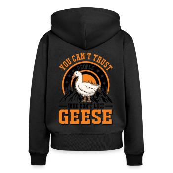 Oies Cadeau oie Amateurs Éleveurs d’oies Éleveurs d’oies - Sweat à capuche zippé Premium bio Femme - noir - Dos - Julia (174cm)