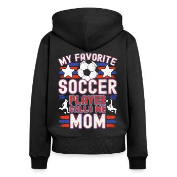 Fußball Mama Mutter Soccer Mom Fußballspieler - Frauen Premium Bio Zip Hoodie - Schwarz - Hinten - Julia (174cm)