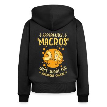 Keto Macros Diététicien Macaroni & Fromage - Sweat à capuche zippé Premium bio Femme - noir - Dos - Julia (174cm)