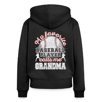 Grand-mère de baseball Grand-mère Joueuse de baseball Grand-mère - Sweat à capuche zippé Premium bio Femme - noir - Dos - Julia (174cm)