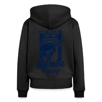 Ich wäre lieber Lachsfischen lustiges Angeln - Frauen Premium Bio Zip Hoodie - Schwarz - Hinten - Julia (174cm)