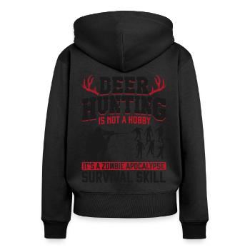 Buck Deer Hunting Hunter Zombie - Women's Premium Organic Zip Hoodie - black - Back - Julia (174cm)