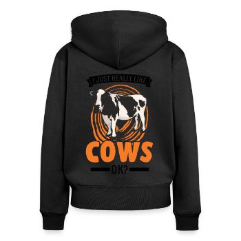 J’aime vraiment Cows Cattle Breeder Cow - Sweat à capuche zippé Premium bio Femme - noir - Dos - Julia (174cm)