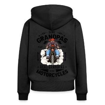 Grandpas Play Bingo Real Grandpas Ride Motorcycles - Women's Premium Organic Zip Hoodie - black - Back - Julia (174cm)