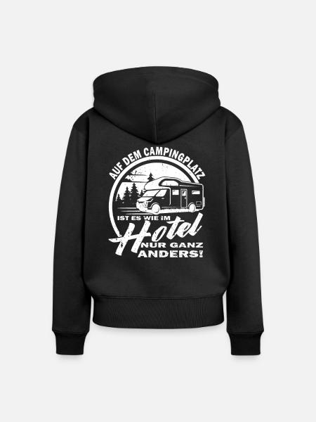 Camping - Wohnmobil - Wohnwagen - Campingfreunde - Frauen Premium Bio Zip Hoodie - Schwarz