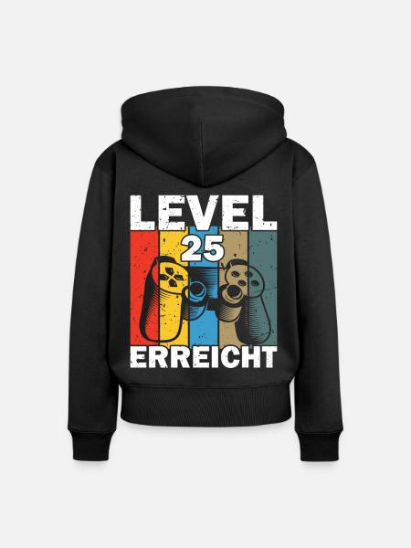 Level 25 Erreicht Gamer - Frauen Premium Bio Zip Hoodie - Schwarz