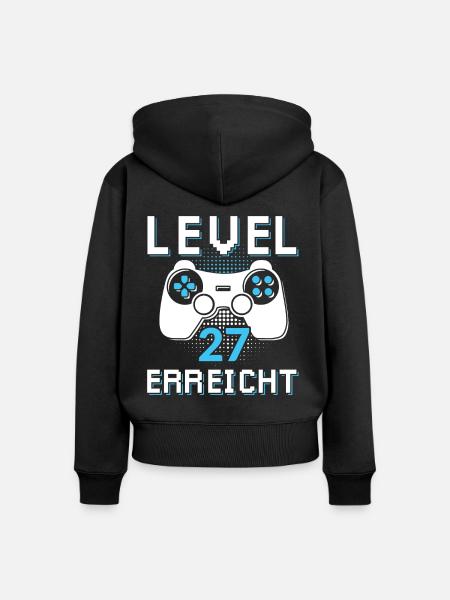 Level 27 Erreicht Gamer - Frauen Premium Bio Zip Hoodie - Schwarz