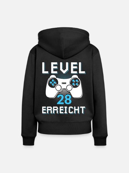 Level 28 Erreicht Gamer - Frauen Premium Bio Zip Hoodie - Schwarz