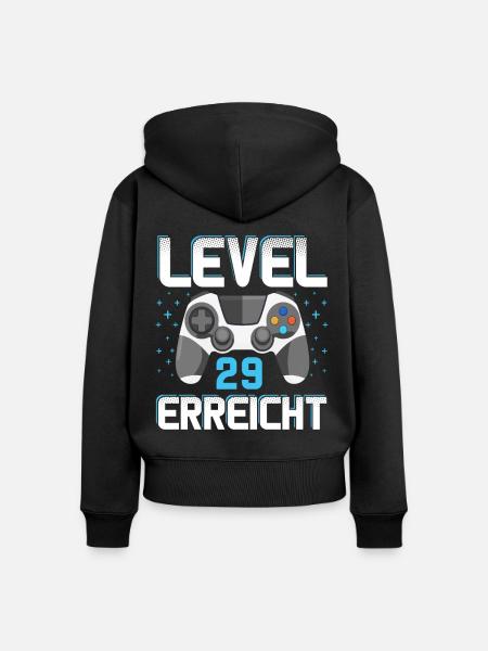 Level 29 Erreicht Gamer - Frauen Premium Bio Zip Hoodie - Schwarz