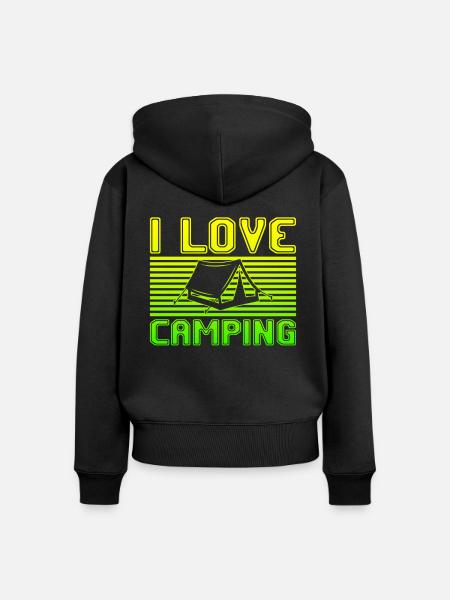 I love camping - Frauen Premium Bio Zip Hoodie - Schwarz