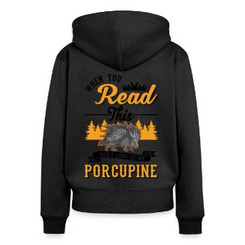 Amateur de porc-épic Porc-épic - Sweat à capuche zippé Premium bio Femme - noir - Dos - Julia (174cm)