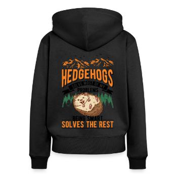 Hedgehog Gift Goose Gel - Women's Premium Organic Zip Hoodie - black - Back - Julia (174cm)