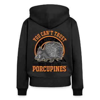 Amateur de porc-épic Porc-épic - Sweat à capuche zippé Premium bio Femme - noir - Dos - Julia (174cm)