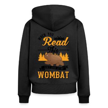 Australischer Wombat Geschenk - Frauen Premium Bio Zip Hoodie - Schwarz - Hinten - Julia (174cm)