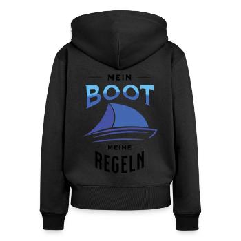 Mein Boot Meine Regel Segler Sailor Skipper boot - Frauen Premium Bio Zip Hoodie - Schwarz - Hinten - Julia (174cm)