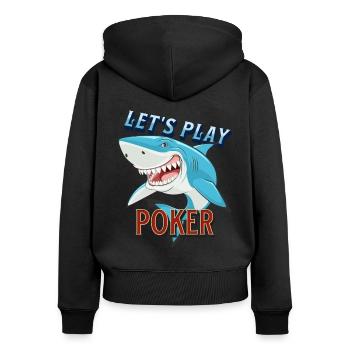 Poker Spieler Pokershark will spielen - Frauen Premium Bio Zip Hoodie - Schwarz - Hinten - Julia (174cm)