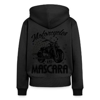 Motos Et Mascara Moto Femme Motard - Sweat à capuche zippé Premium bio Femme - noir - Dos - Julia (174cm)