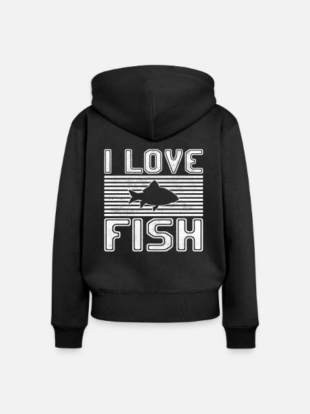 I love fish - Frauen Premium Bio Zip Hoodie - Schwarz