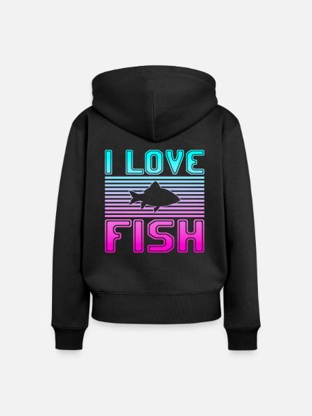 I love fish - Frauen Premium Bio Zip Hoodie - Schwarz