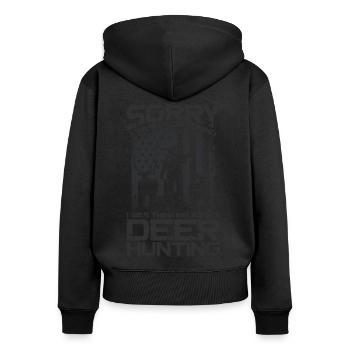 Buck Deer Hunting Hunter Vintage - Frauen Premium Bio Zip Hoodie - Schwarz - Hinten - Julia (174cm)