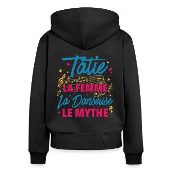 tatie la femme danseuse le mythe la légende - Sweat à capuche zippé Premium bio Femme - noir - Dos - Julia (174cm)