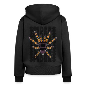 Retro Spider Owner Tarantula 80's Text - Women's Premium Organic Zip Hoodie - black - Back - Julia (174cm)